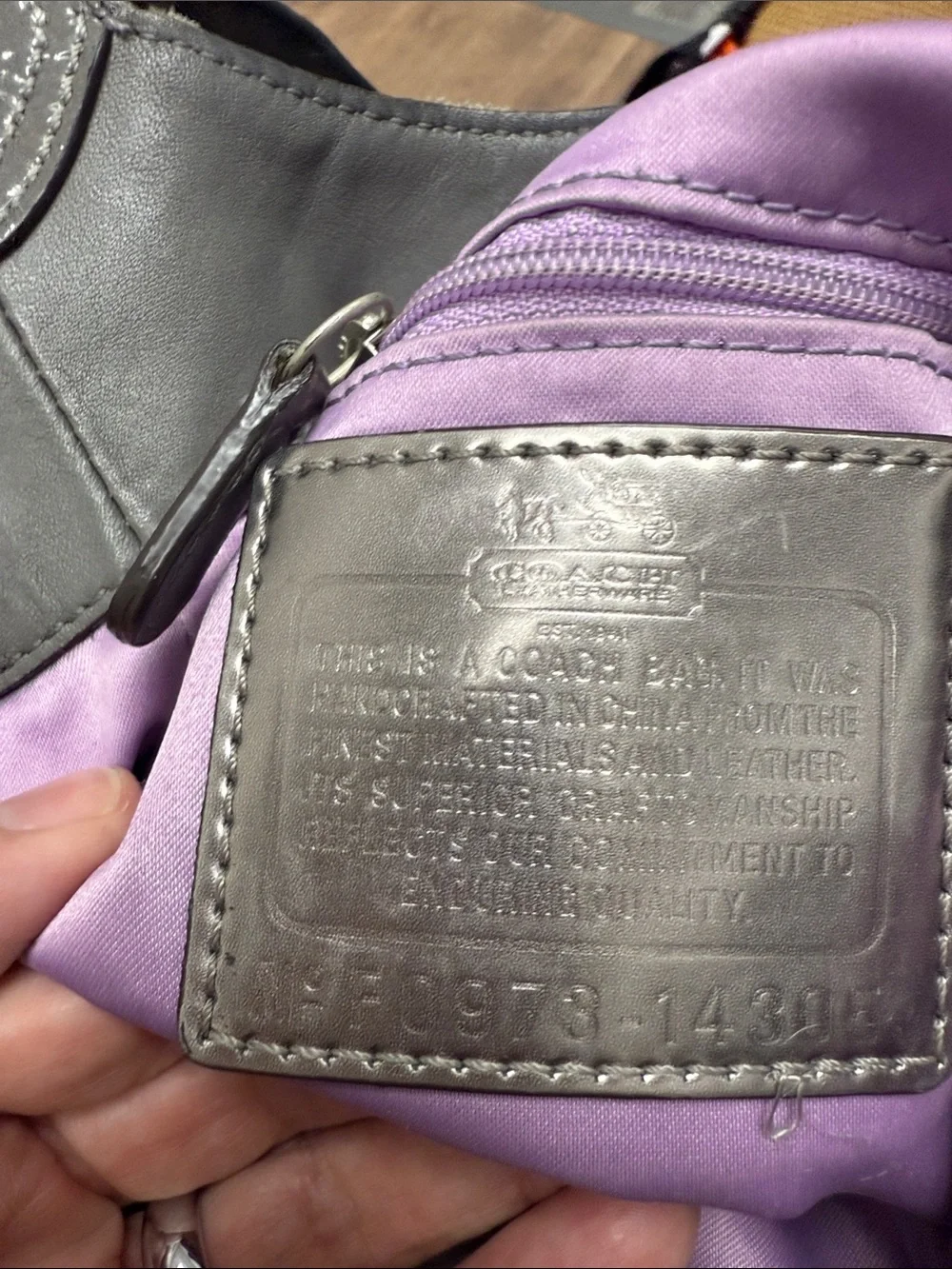 Coach Metallic Silver Opt Art Gray Signature Hobo Bag